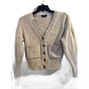 Zara Soft Knit Button-Front Cardigan - Size Small - Cream